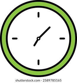 Green Framed Analog Clock Image