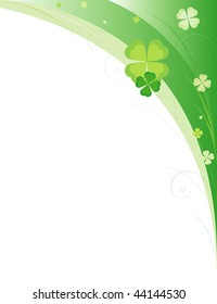 Green framework with leaves of clover and waves