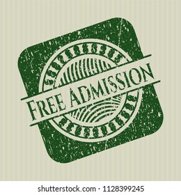 Green Free Admission distressed grunge seal