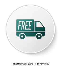 Green Free delivery service icon isolated on white background. Free shipping. 24 hour and fast delivery. White circle button. Vector Illustration