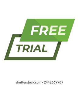 Green free trial icon cartoon vector. Special text product. Internet gratis