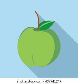 Green fresh apple icon, flat style