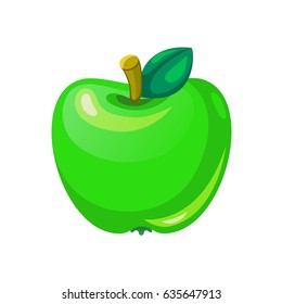 Green fresh apple icon in simple vector style