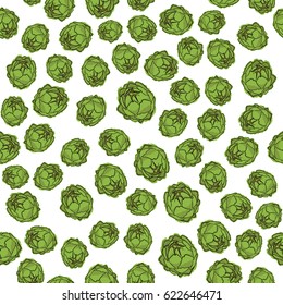 Green fresh artichoke seamless texture. Vector pattern