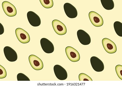 green and fresh avocado pattern illustration vector