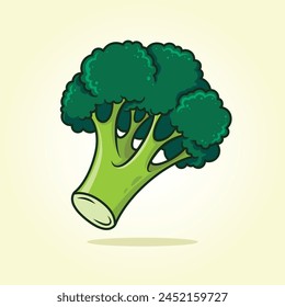 Green fresh broccoli vegetable vector cartoon illustration