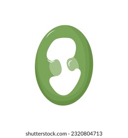 Green fresh capsicum slice drawing in flat style isolated on a white background.