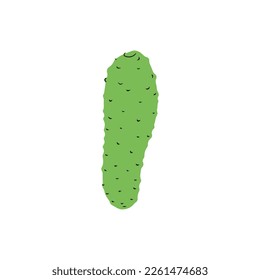 Grünes frisches Gurkengemüse mit schwarzer Linie einzeln auf weißem Hintergrund. Handgezeichnete Vektordoodle einfache Illustration im abstrakten Kinderstil. Ernährung, Gesundheit, Feuchtigkeit, Gesicht, Maske, Zutat.
