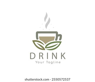 Green fresh drink tea logo design template illustration inspiration