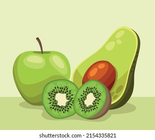 green fresh fruits healthy food
