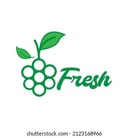 green fresh grape fruit colorful logo design, vector graphic symbol icon illustration