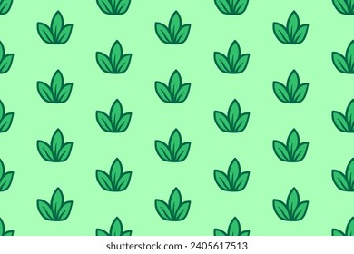 Green Fresh Grass Seamless Pattern. Vector Doodle Plant Background. Spring or Summer Foliage Wallpaper. Microgreen Design for Wrapping Paper or Fabric