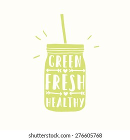 Green, fresh and healthy. Jar silhouette