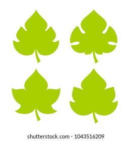 Green fresh leaf vector icon isolated on white background