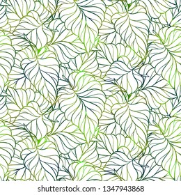 Green fresh leaves vector seamless pattern. Vibrant background.