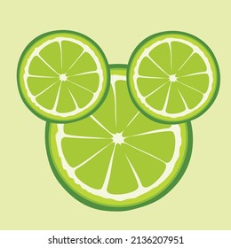 Green Fresh Lemon vector, slice healthy food concept