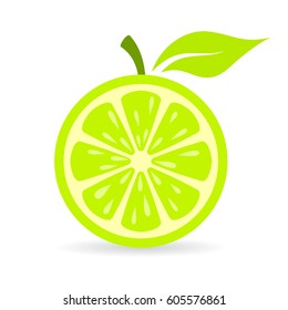 Green fresh lime vector icon illustration isolated on white background