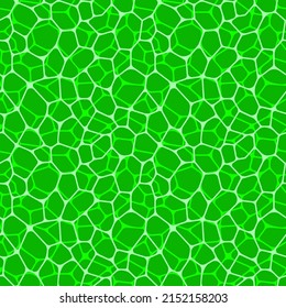 Green Fresh Seamless Pattern Vector Illustration. Leaf Cell Repeated Wallpaper. Irregular Rounded Shapes For Organic Cosmetics, Beauty Products And Healthy Food. Natural Background In A Bright Colors.