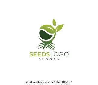 Green Fresh Seeds logo design, natural seed vector logo design