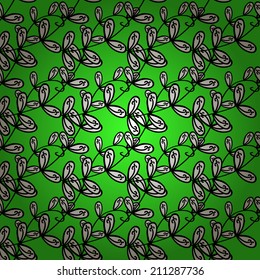 Green fresh simple spring leaves seamless pattern, vector 