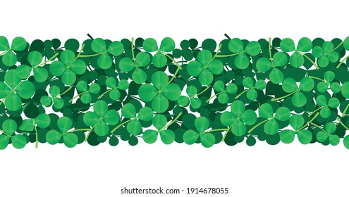 green fresh spring background with shamrocks. Vector illustration.