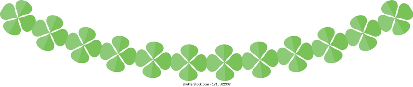 green fresh spring garland with simple paper cloverleaves. Vector illustration isolated on white background for st. patricks day