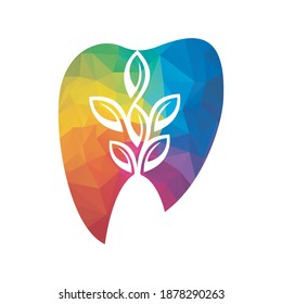 Diseño de vectores con el logotipo de la hoja dental fresca verde. Atención dental o diseño del logotipo del dentista.