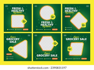 Green Fresh Vegetable Grocery Social Media Banner Template