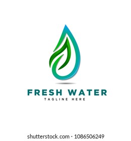 Green fresh water drop logo