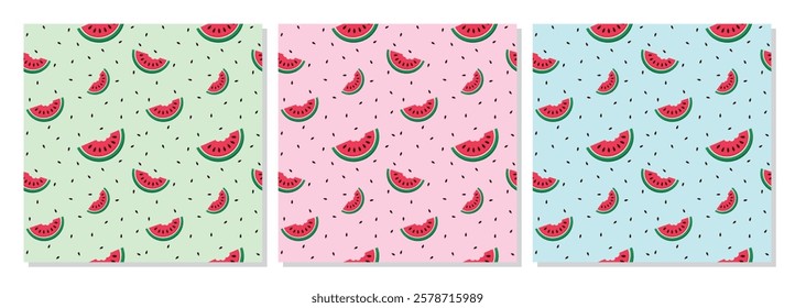 Green and Fresh Watermelon Skin Seamless Pattern. Watermelon realistic texture background letters vector illustration. watermelon slices and seeds seamless, Unique and Trendy seamless