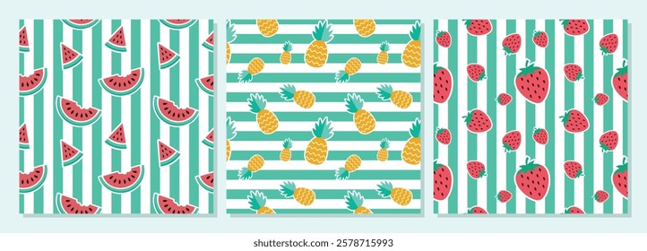 Green and Fresh Watermelon Skin Seamless Pattern. Watermelon realistic texture background letters vector illustration. watermelon slices and seeds seamless, Unique and Trendy seamless