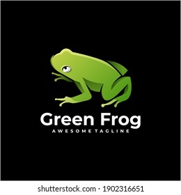 Green frog abstract logo design modern color