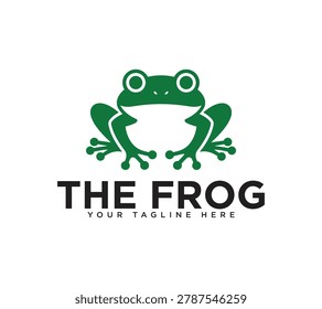 Green frog animal logo design template