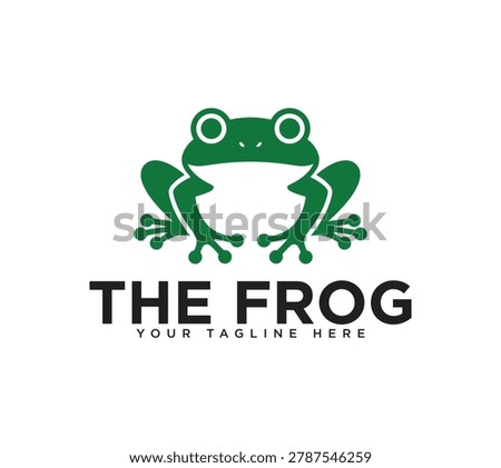Green frog animal logo design template