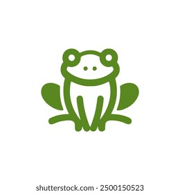 green frog animal logo vector illustration template design