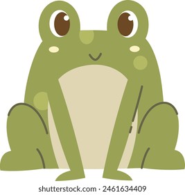 A green frog with big eyes sat staring ahead and smiling-vector graphic.