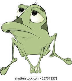 The green frog. Cartoon
