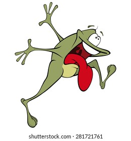 A green frog. Cartoon 