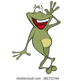 A green frog. Cartoon 