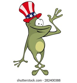 A green frog. Cartoon 