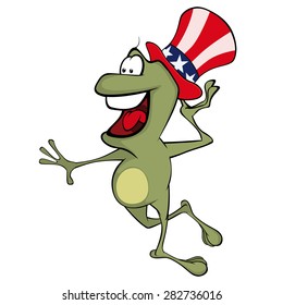 A green frog. Cartoon 