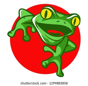 Green frog cartoon character