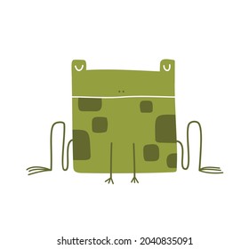 Green frog cartoon. Cute icon isolated on white background. Vector illustration. Design for children. Logo.