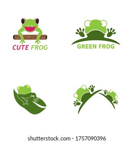 Green frog cartoon vector illustration