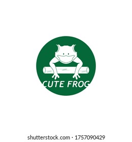 Green frog cartoon vector illustration