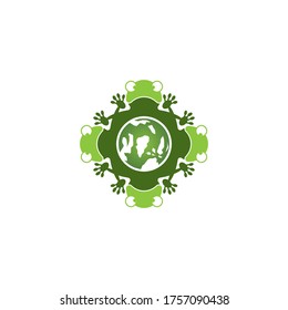 Green frog cartoon vector illustration