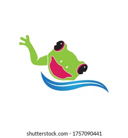Green frog cartoon vector illustration