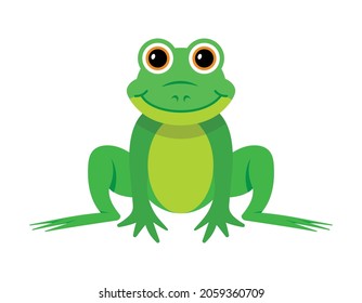 green frog, cyte cartoon style, vector illustration