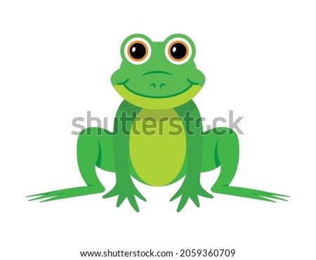 green frog, cyte cartoon style, vector illustration