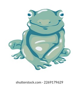 green frog design over white